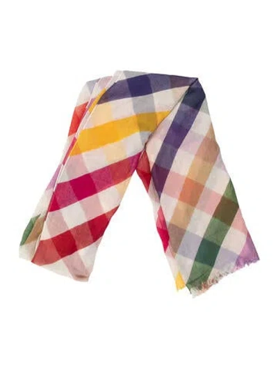 Pre-owned Carolina Herrera Silk Striped Scarf In Red