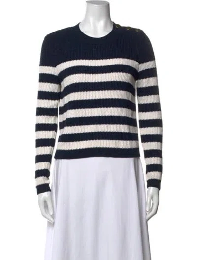 Pre-owned Carolina Herrera Silk Striped Sweater In Blue