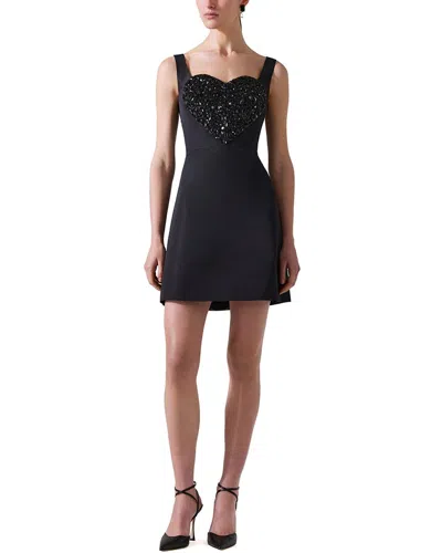 Carolina Herrera Silk Sweetheart Neck Dress In Blue