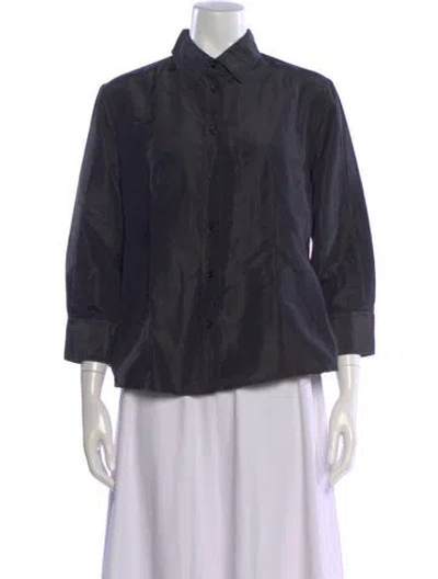 Pre-owned Carolina Herrera Silk Three-quarter Sleeve Blouse In Black