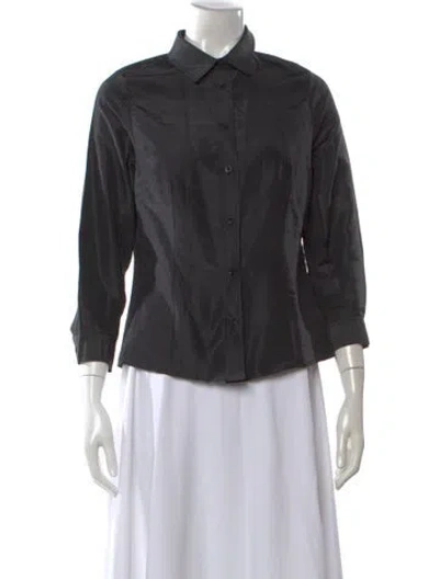Pre-owned Carolina Herrera Silk Three-quarter Sleeve Blouse In Black