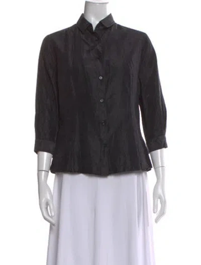 Pre-owned Carolina Herrera Silk Three-quarter Sleeve Blouse In Black