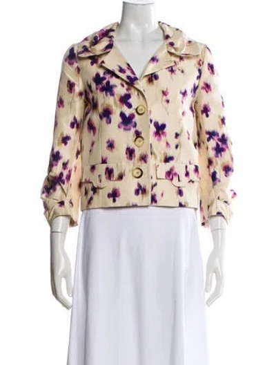 Pre-owned Carolina Herrera Silk Tie-dye Print Evening Jacket In Neutral