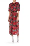 Carolina Herrera Silk Tigers Leopards Blouse In Red/black In Multi