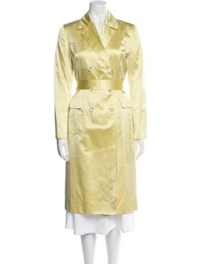 Pre-owned Carolina Herrera Silk Trench Coat In Yellow
