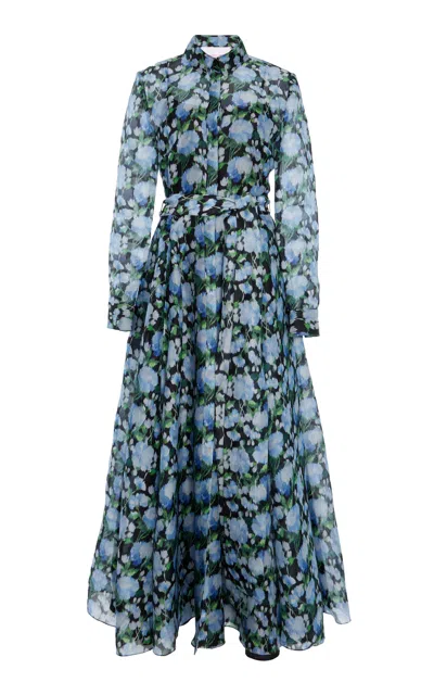 Carolina Herrera Silk Trench Midi Dress In Multi
