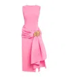 Carolina Herrera Silk-trim Cocktail Midi Dress In Pink