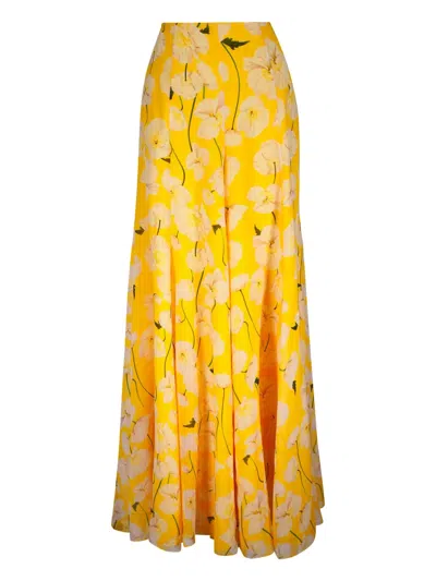 Carolina Herrera Silk Trousers In Yellow