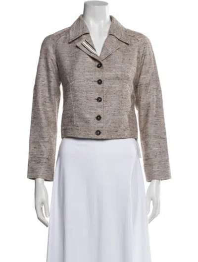 Pre-owned Carolina Herrera Silk Tweed Pattern Blazer In Gray