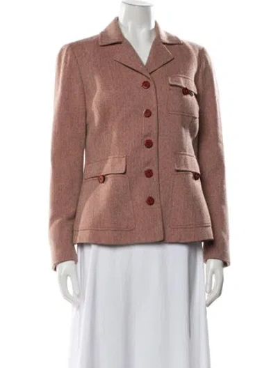 Pre-owned Carolina Herrera Silk Tweed Pattern Blazer In Pink