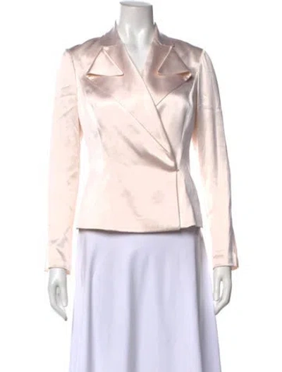 Pre-owned Carolina Herrera Silk V-neck Blouse In Neutral