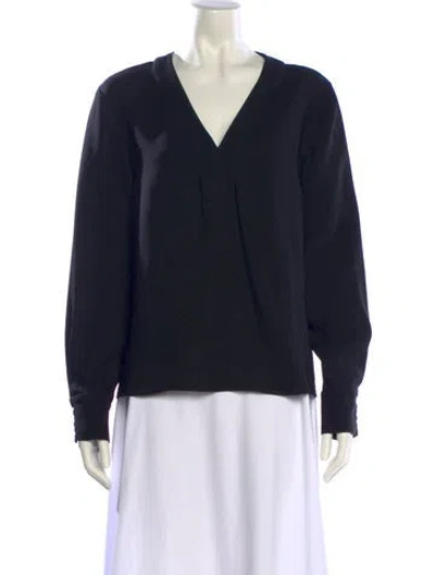 Pre-owned Carolina Herrera Silk V-neck Sweatshirt In Black