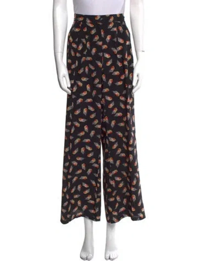 Pre-owned Carolina Herrera Silk Wide Leg Pants In Black