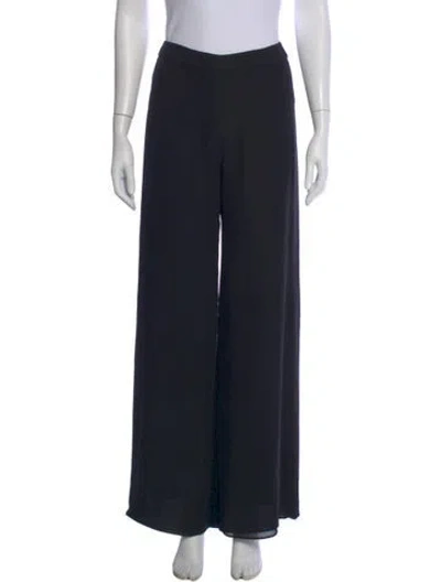 Pre-owned Carolina Herrera Silk Wide Leg Pants In Black