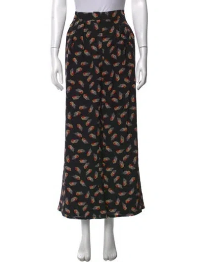 Pre-owned Carolina Herrera Silk Wide Leg Pants In Black