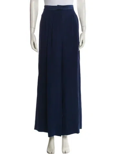 Pre-owned Carolina Herrera Silk Wide Leg Pants In Blue