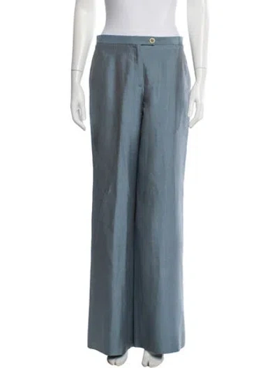 Pre-owned Carolina Herrera Silk Wide Leg Pants In Blue