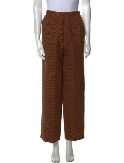 Pre-owned Carolina Herrera Silk Wide Leg Pants In Brown
