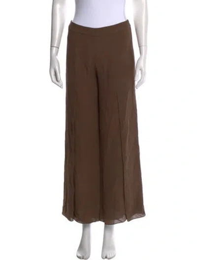 Pre-owned Carolina Herrera Silk Wide Leg Pants In Brown