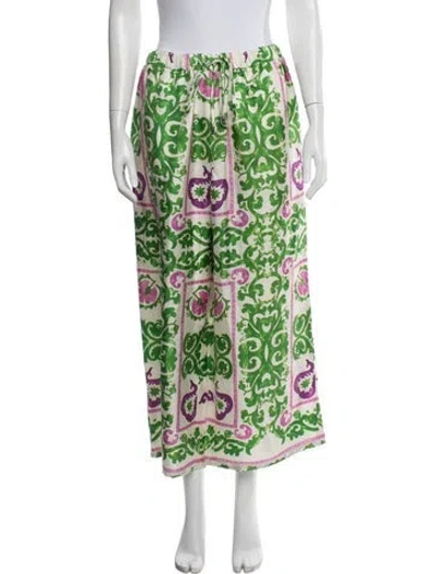 Pre-owned Carolina Herrera Silk Wide Leg Pants In Green