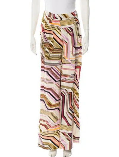 Pre-owned Carolina Herrera Silk Wide Leg Pants In Neutral