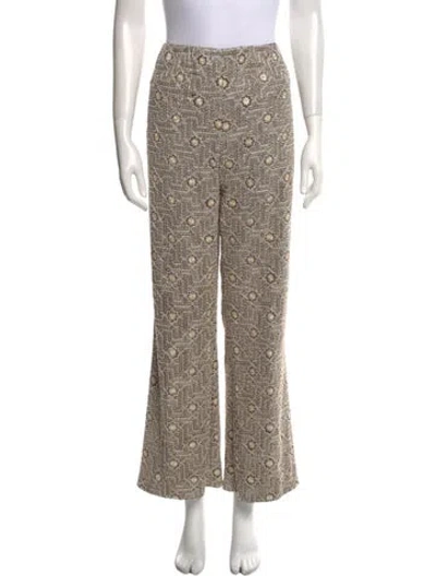 Pre-owned Carolina Herrera Silk Wide Leg Pants In Neutral