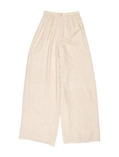 Pre-owned Carolina Herrera Silk Wide Leg Pants In Neutral