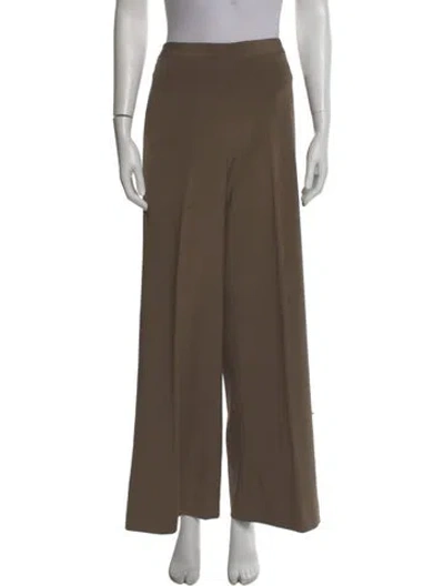Pre-owned Carolina Herrera Silk Wide Leg Pants In Neutral