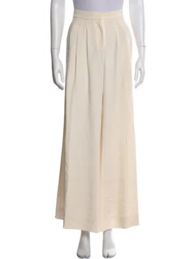 Pre-owned Carolina Herrera Silk Wide Leg Pants In Neutral