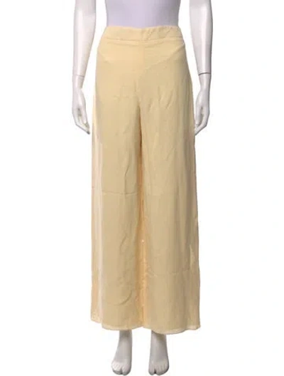Pre-owned Carolina Herrera Silk Wide Leg Pants In Neutrals