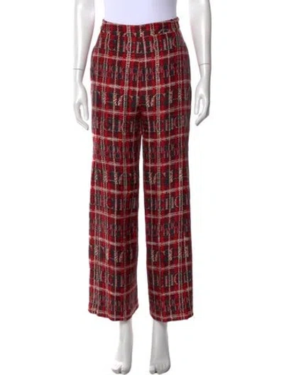 Pre-owned Carolina Herrera Silk Wide Leg Pants In Red