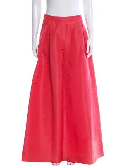 Pre-owned Carolina Herrera Silk Wide Leg Pants In Red
