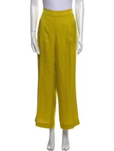 Pre-owned Carolina Herrera Silk Wide Leg Pants In Yellow