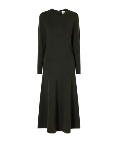 Carolina Herrera Wool And Silk-blend Knitted Maxi Dress In Green