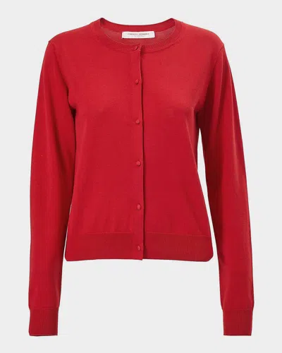 Carolina Herrera Silk-cotton Crewneck Cardigan In Red