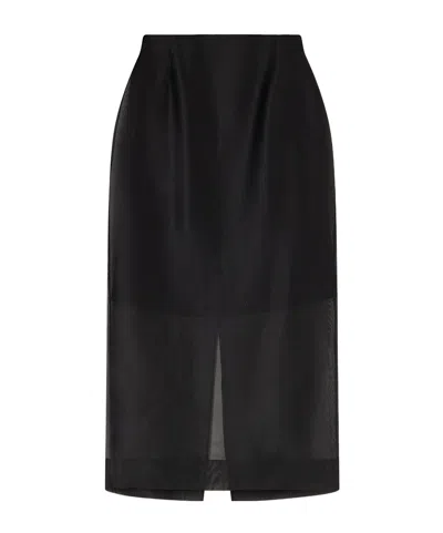 Carolina Herrera Silk-organza Midi Skirt In Black