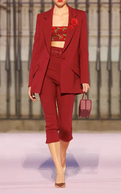 Carolina Herrera Single-breasted Bi-stretch Wool Tailored Jacket In Red
