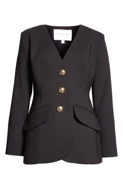 Carolina Herrera Single Breasted Stretch Virgin Wool Blazer In Black