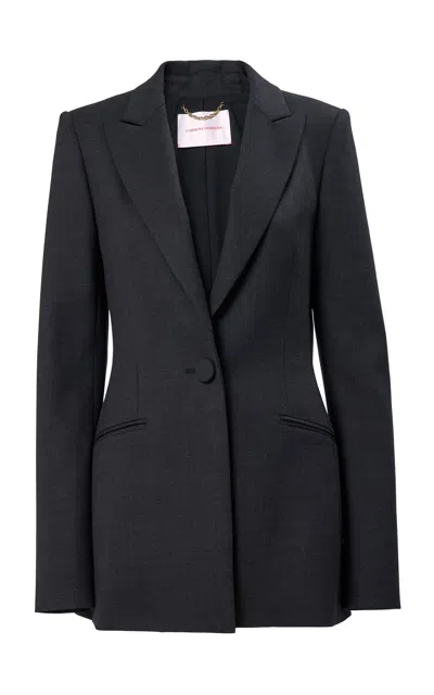 Carolina Herrera Single-breasted Bi-stretch Wool Tailoring Jacket In Blue