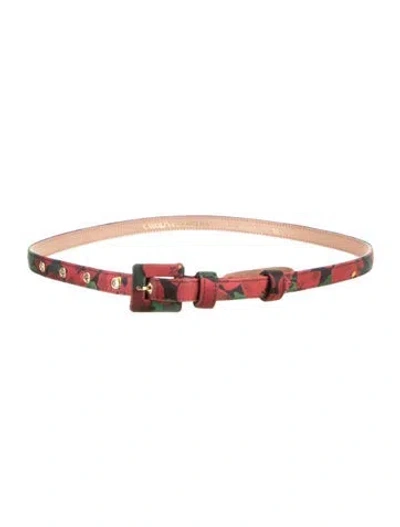 Pre-owned Carolina Herrera Skinny Belt In Red