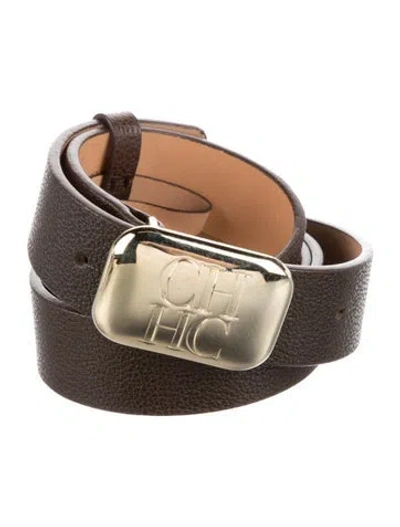 Pre-owned Carolina Herrera Skinny Leather Belt In Brown