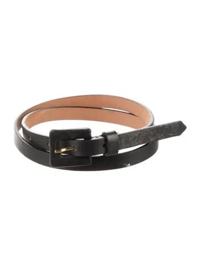 Pre-owned Carolina Herrera Skinny Leather Waist Belt In Black