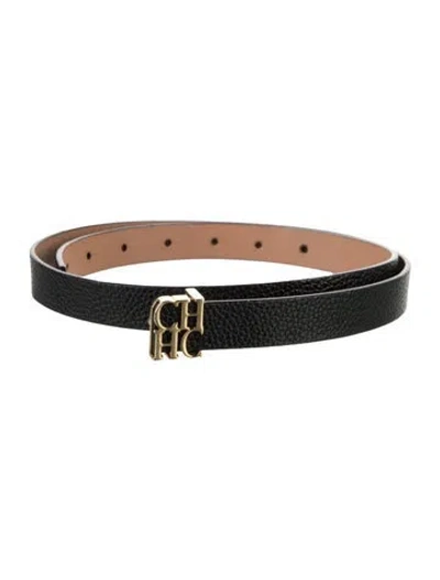 Pre-owned Carolina Herrera Skinny Leather Waist Belt In Black/neutrals