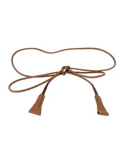 Pre-owned Carolina Herrera Skinny Leather Waist Belt In Brown