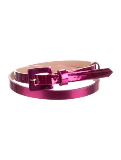Pre-owned Carolina Herrera Skinny Leather Waist Belt In Pink