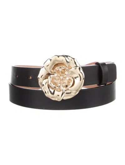 Pre-owned Carolina Herrera Skinny Leather Waist Belt W/ Tags In Black
