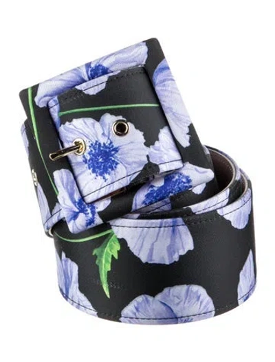 Pre-owned Carolina Herrera Skinny Leather Waist Belt W/ Tags In Blue