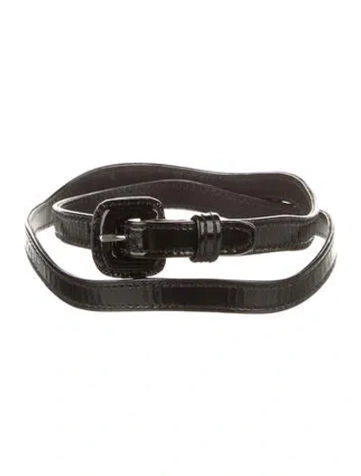 Pre-owned Carolina Herrera Skinny Patent Leather Belt In Black