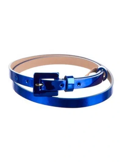 Pre-owned Carolina Herrera Skinny Patent Leather Belt In Blue