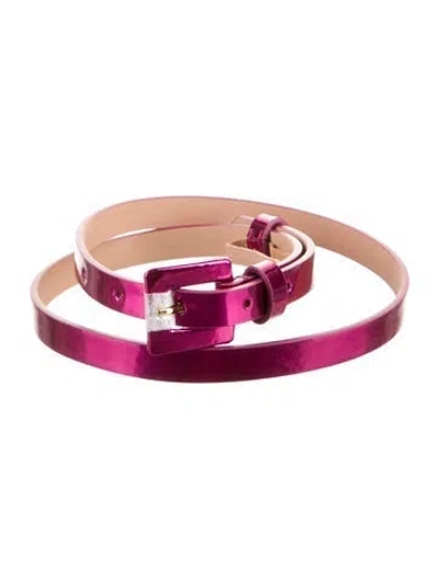 Pre-owned Carolina Herrera Skinny Patent Leather Waist Belt In Pink